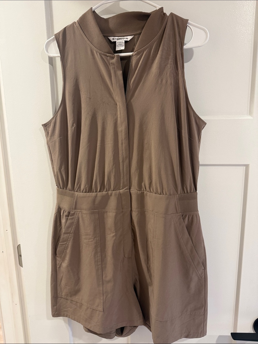 Athleta Taupe Sleeveless Utility Romper